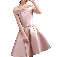 Women's Off The Shoulder Dresses Ruched Wrap Formal Evening Gowns Dress A-Line Prom Cocktail Long Satin Wedding Dress