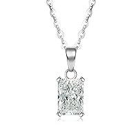 1.00 CT Radiant Cut Moissanite Solitaire Pendant Necklace In Solid 14K White Gold And 925 Sterling Silver Special Occasion Gift For Her, DE/VVS1
