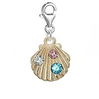 Sea Shell Bead Clip on Pendant for European Charm Jewelry with Lobster Clasp