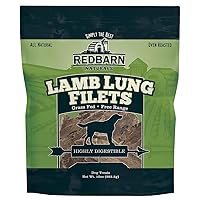 Redbarn All-Natural Lamb Lung Filets for Dogs - Premium Grain-Free Single Ingredient Dental Treats - Made in USA with No Artificial Ingredients - 10 oz Bag