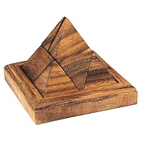 Logica Puzzles Art. Pyramid 9 pcs - 3D Wooden Brain Teaser in Fine Wood - Difficulty 3/6 Hard - Leonardo da Vinci Collection
