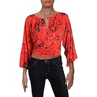Free People Womens Last Time Draped Bell-Sleeve Basic T-Shirt