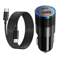 USB C Car Charger, OKRAY 36W 2-Port PD+QC Fast Charging Type C iPhone 15 Car Charger Cigarette Lighter Adapter with USB C Cable Compatible for iPhone 15 Pro Max Plus, iPad, Samsung Galaxy S24 S23 NOTE