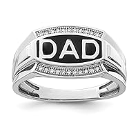 925 Sterling Silver Polished Open back Rhodium Plated Diamond Mens Dad Ring Jewelry Gifts for Men - Ring Size Options: 10 11 9