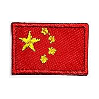 Kleenplus 0.6X1.1 INCH. Mini China Flag Embroidered Patch Military Tactical Flag Emblem Uniform Sew Iron On Patches Country National Flag Appliques Badge Clothing Costume