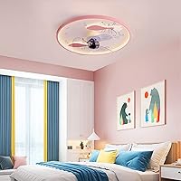Ceiling Fans with Lights for Bedroom Ceiling Fan with Light and Remote Ceiling Fan Lighting Ceiling Fans Withps,Silent in Lighting/Pink