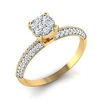Women's 14K White Yellow Gold 0.35 Carat Real Diamond Engagement Ring (0.25 Carat, Hi Color, Si1I1 Clarity)