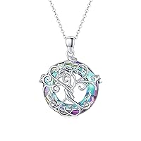 Frog/Bat/Mermaid/Giraffe Tree of Life Necklace for Women, 925 Sterling Silver Austrian Circle Crystal Animal Pendant Jewelry Gift for Christmas Birthday