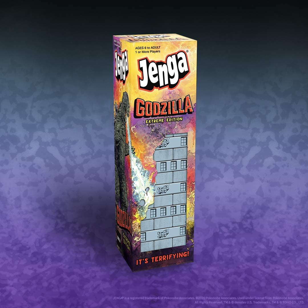 USAOPOLY Jenga: Godzilla Extreme Edition | Based on Classic Monster Movie Franchise Godzilla | Collectible Jenga Game | Unique Gameplay Featuring Movable Godzilla Piece