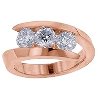 1.00 CT TW 3-Stone Channel Set Anniversary Wedding Ring in 14k Rose Gold