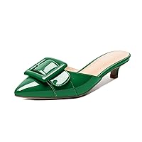 Eldof Women's Kitten Heel Sandals, Pointed Toe Low Heeled Mules, Slip On Low Heels Pump Slippers for Dress Wedding Ladies Shoes