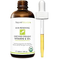 Vitamin E Oil - 100% All Natural & USDA Organic (LARGE 4oz Bottle) Repair Dry, Damaged Skin from Surgery & Acne, Age Spots & Wrinkles. For Radiant, Hydrated & Youthful Skin. Face & Body Moisturizer