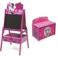 Wooden Double-Sided Kids Easel & Deluxe Toy Box, Disney Minnie Mouse