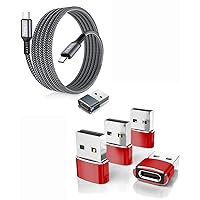 Elebase 5Pack USB to USB C Adapter and USB Type C to C 100W Cable,for Apple Watch Ultra iWatch 7 8 SE,iPhone 12 13 14 15 Pro Max Plus,Airpods,iPad 8th 9th 10th Air 4th 5th Mini 6th