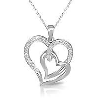 2Ct Round Cut Lab Created Diamond Double Heart Pendant With Chain In 14k White Gold Plated By Elegantbalaji