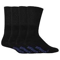 4 Pack Mens Padded Cotton Work Boot Crew Socks with Arch Support