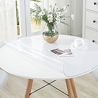54 Inch Round Clear PVC Table Protector Kitchen Countertop Cover Protector Waterproof Table Cover Rectangle Plastic Tablecloth Vinyl Non Slip Oblong for Circle Coffee Dining Table 1.5mm Thick