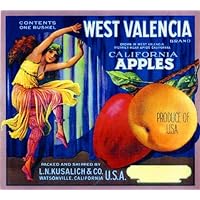 Watsonville West Valencia Apple Fruit Crate Box Label Art Print