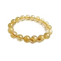 12mm Natural Gold Rutilated Quartz Titanium Crystal Clear Round Beads Women Men Bracelet AAAA
