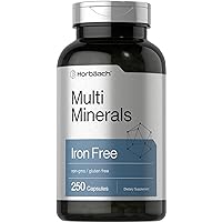 Multi Minerals Supplement | 250 Capsules | Iron Free | Non-GMO, Gluten Free | Complex for Women and Men | by Horbaach