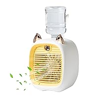 Portable Air Conditioner Fan, Mini Kids Evaporative Air Cooler with 3 Speeds, 2-in-1 ​​Air Conditioner Fan & Humidifier with Water Tank, USB Air Conditioner for Home Office (Yellow)