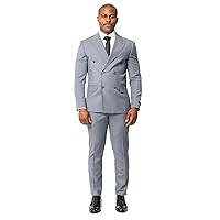 Slim Fit 2 Button Double Breasted Peak Lapel Solid Men's Suit ZF10036