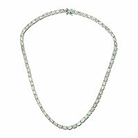 925 Sterling Silver Natural Ethiopian Opal Tennis Necklace For Women/Men October Birthday Gift