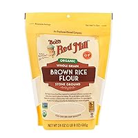 Bob's Red Mill Flour Brown Rice, Whole Grain Organic, 24 Ounce (Pack of 4)