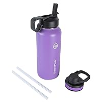 32 oz Double Wall Vacuum Insulated Stainless Steel Water Bottle with Two Lids, Plum