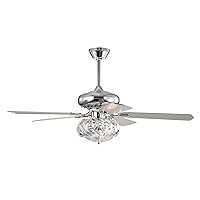 Warehouse of Tiffany Turner 28 Inch Chrome Polish Crystal Ceiling Fan 3 Light with Remote