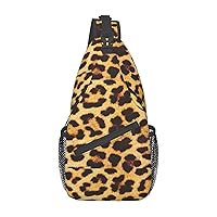 Leopard Skin Pattern Sling Bag Crossbody Backpack Sling Backpack Shoulder Bag For Women Men Cycling Hiking Travel