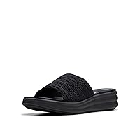 Clarks Women's Drift Petal Slide Sandal, Black/Black Synthetic, 8