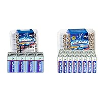 ACDelco 12-Count 9 Volt Batteries, Maximum Power Super Alkaline Battery & ACDelco 48-Count AA Batteries, Maximum Power Super Alkaline Battery, 10-Year Shelf Life, Recloseable Packaging Blue