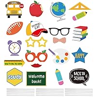 BESTOYARD 1 Set 21Pcs Photo Props Pencil Photo Party Stuff Picture Frames Back to School Decorations decore Decked Kids' Party Supplies Photo Booths for Students Child Handheld Paper Glasses