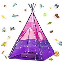 LimitlessFunN Teepee Kids Play Tent Bonus Star Lights & Carrying Case for Girls & Boys, Indoor & Outdoor Use (Pink), 42