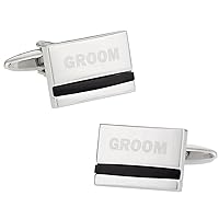 Silver Wedding Cufflinks with Travel Presentation Gift Box Special Occasions Cufflinks for Wedding Party Dress Shirt Business Gift Groomsmen Father of Bride Ushers Best Man