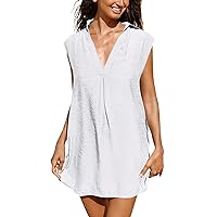 Linen Dresses for Women 2024, Women's Casual Sleeveless Deep V Neck Cotton and Beach Sunscreen, S XXL