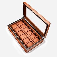 Large-Capacity Wooden 12-Slot Watch Case, Double Row Multi-Cell Jewelry and Watch Crafts Storage Box, with Lid 0104B
