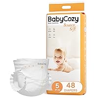 Baby Diapers Size 5 (27+lb),48 Count Babycozy Dry Disposable Diapers Bouncy Soft,0.8D Softer Touch Diapers and 10 Micron Velvet Soft Fiber Diapers Hypoallergenic for Sensitive Infant Skin