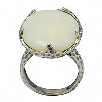 9.55ctw Genuine Opal & 18KY Gold & 925 Silver Ring, Size 7