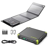 MARBERO Portable Laptop Power Bank with AC Outlet - 24000mAh High Capacity Solar Battery Pack Ideal and Foldable Solar Panel 21W for Portable Power Bank Solar Generator