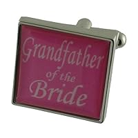 Grandfather Bride Pink Colour Wedding Cufflinks with Black Pouch