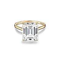 ISAAC WOLF Lab Created 14k Solid Gold Emerald Cut 5 Carat Genuine Moissanite Diamond Solitaire Proposal Wedding Ring in White, Yellow OR Rose GOLD