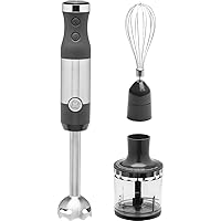 Immersion Blender | Handheld Blender for Shakes, Smoothies, Baby Food & More | Includes Whisk & Blending Jar | 2-Speed | Interchangeable Attachment for Easy Clean | 500 Watts | Stainless Steel