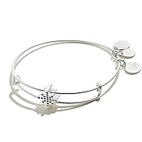 Alex and Ani Path of Symbols Expandable Bangle for Women, Pave Star Charm Bead, Shiny Silver Finish, 2 to 3.5 in