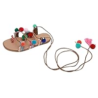 Open Toe Wedges Shoes for Women Sandals Pom-Pom Bohemian Strappy Flats Womens Dress Shoes Low Heel Wedge
