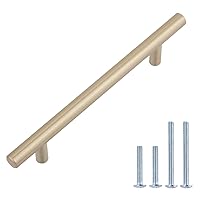 Amazon Basics Euro Bar Cabinet Handle (1/2-inch Diameter), 7.38-inch Length (5-inch Hole Center), Golden Champagne, 25-pack