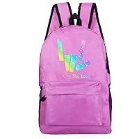Unisex Share the Love Canvas Bookbag-Waterproof Graphic Knapsack Casual Laptop Daypack for Student