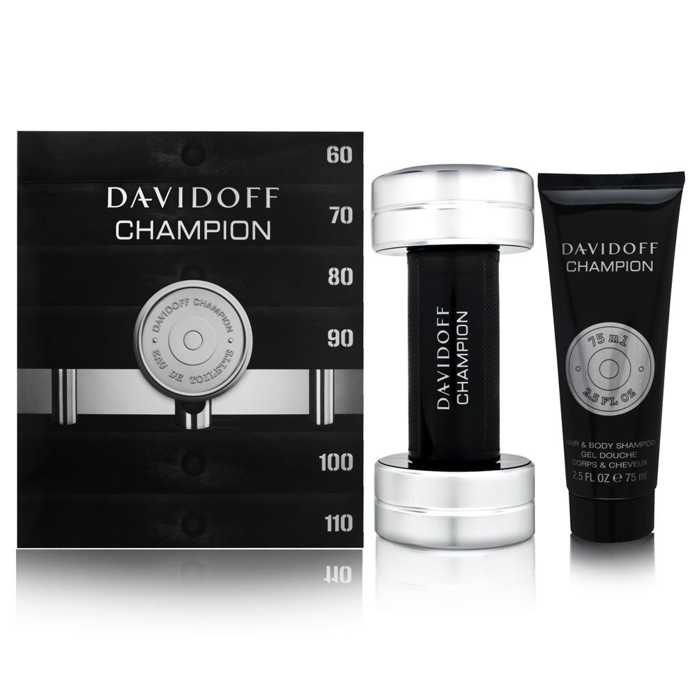 DAVIDOFF Champion for Men 2 Piece Set Includes: 3.0 oz Eau de Toilette Spray + 2.5 oz Hair & Body Shampoo
