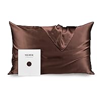 100% Mulberry Silk Pillowcase for Hair and Skin - Both Sides 22 Momme 600 Thread Count Pillowcase Cover with Hidden Zipper Ultra-Soft and Breathable 1Pc (Dark Brown, King 20
